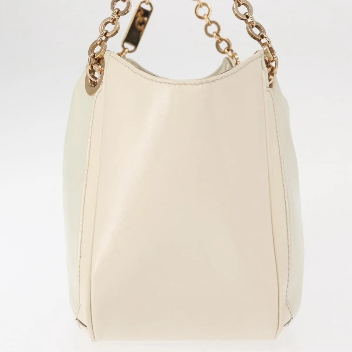 Salvatore Ferragamo Betulla Chain Tote Leather White Leather Handbag (Pre-Owned)