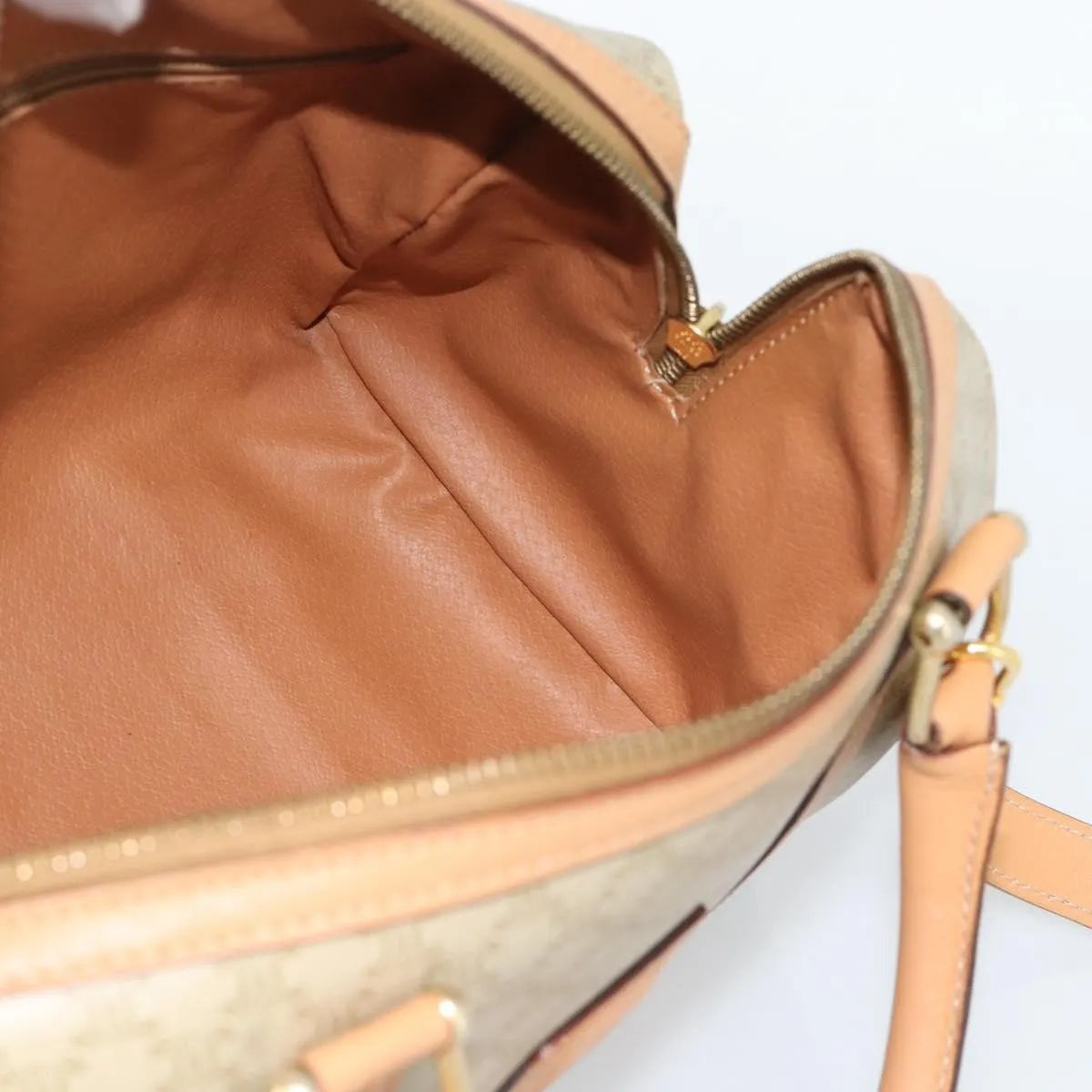 Celine Vintage Macadam Boston Canvas Beige Canvas Handbag (Pre-Owned)