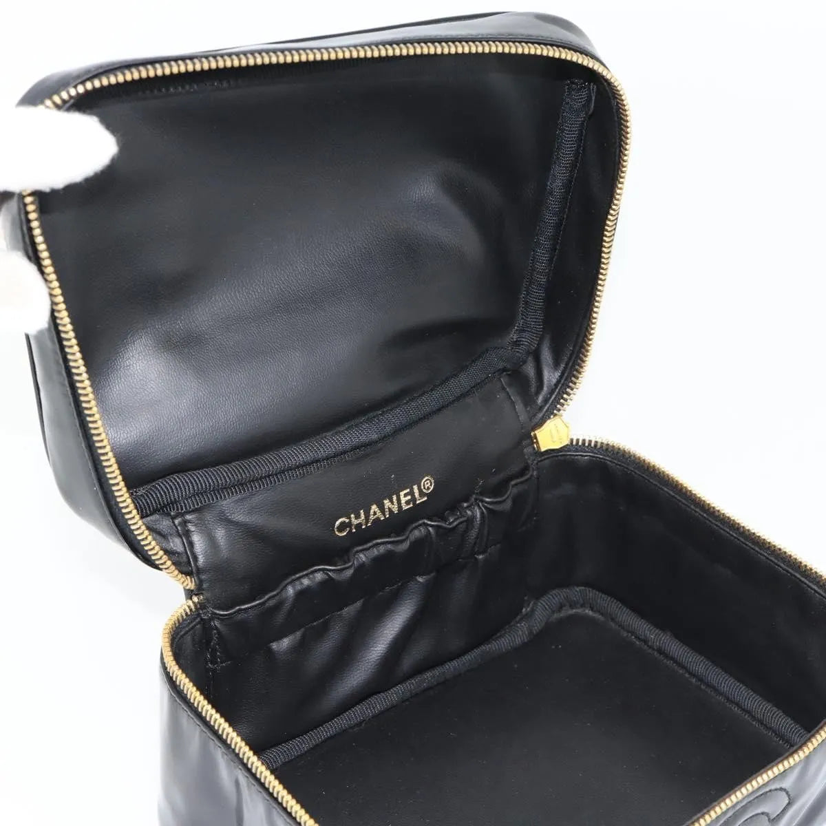 Chanel Vintage Timeless Cosmetic Case Patent Black Patent_Leather Handbag (Pre-Owned)