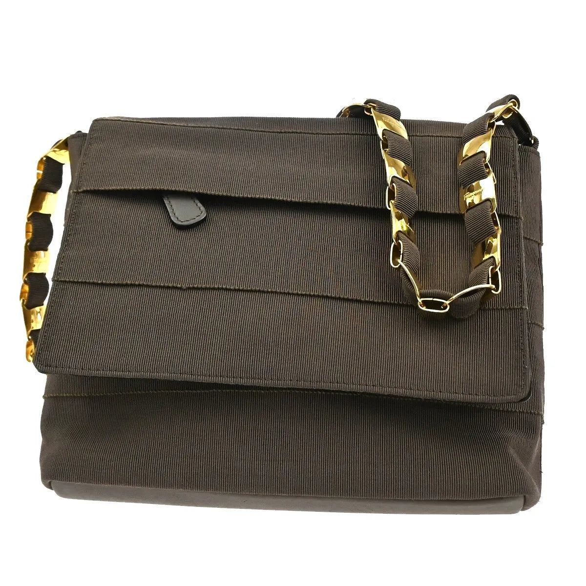 Salvatore Ferragamo Vala Canvas Brown Canvas Shoulder Bag Bag (Pre-Owned)