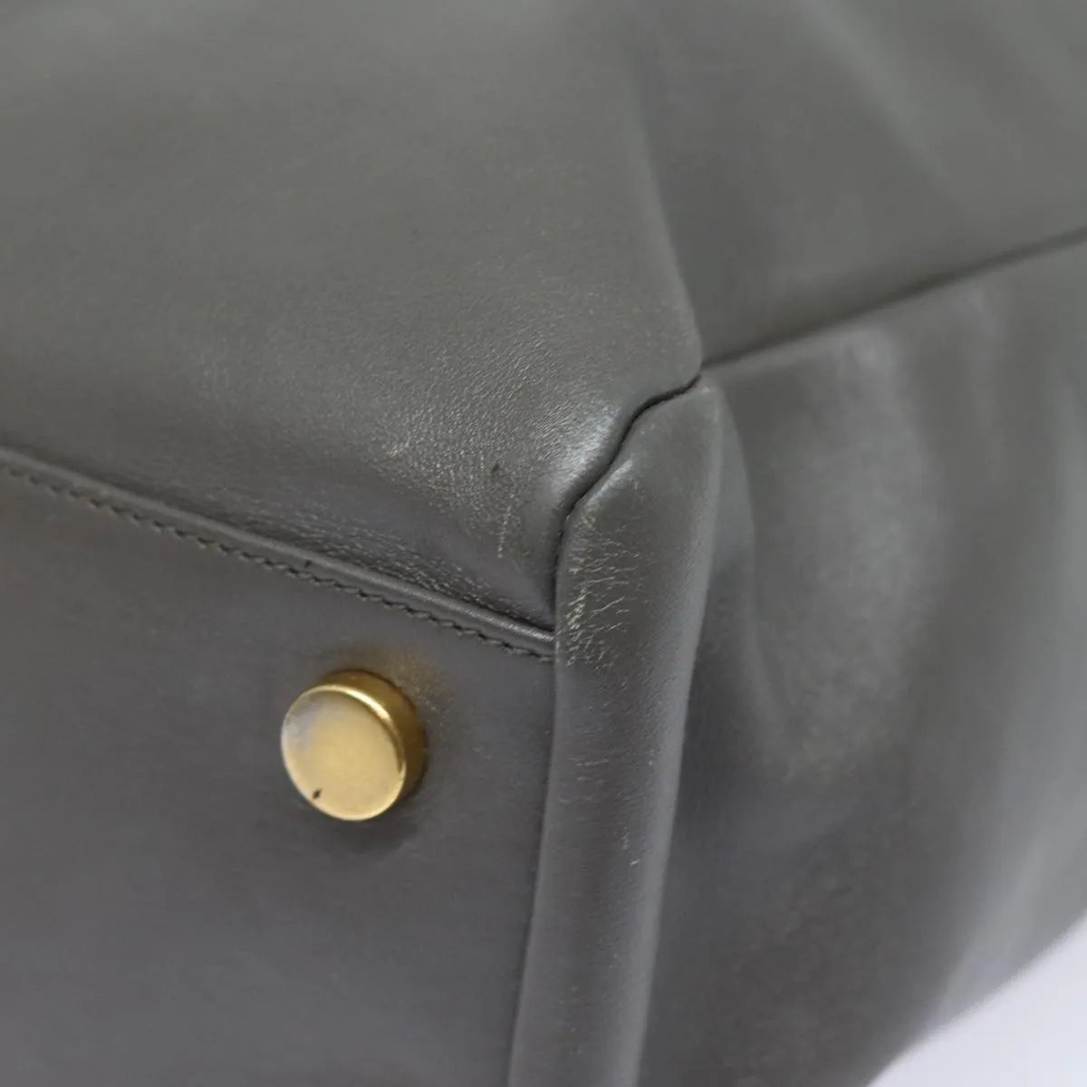 Saint Laurent Reversible North South Shopper Tote Leather Gray Leather Tote Bag Bag (Pre-Owned)