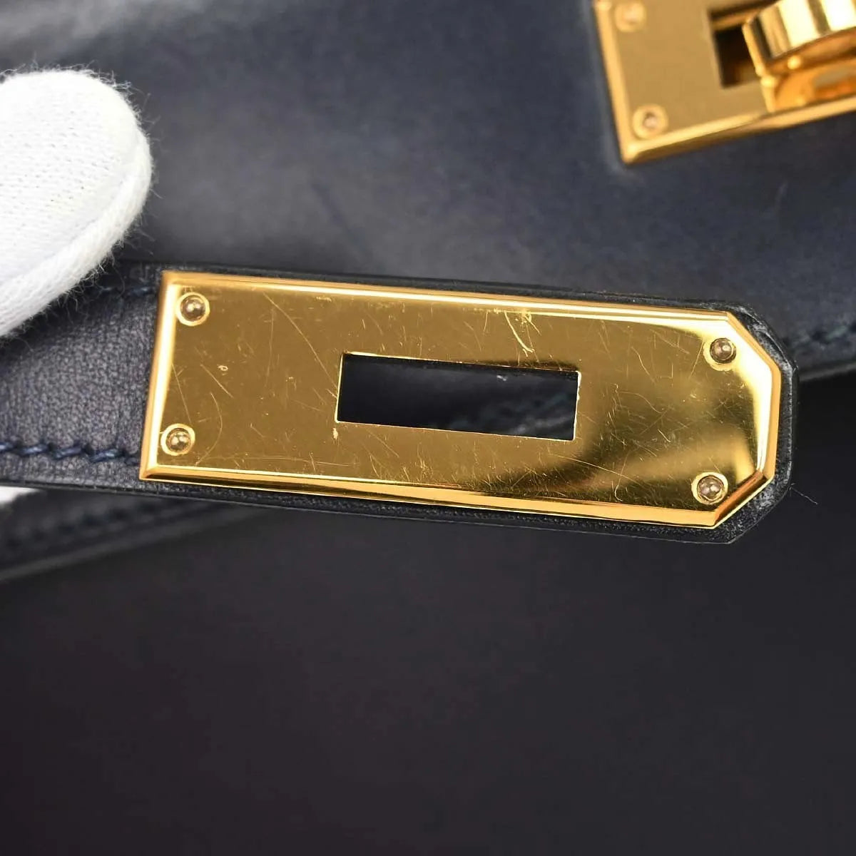 Hermes Kelly Sellier Box Calf Blue Calfskin Handbag (Pre-Owned)