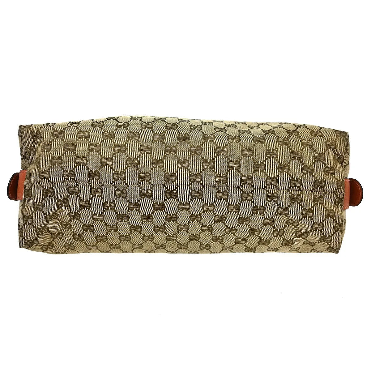 Gucci Bamboo Boston Horsebit Canvas With Leather Beige Canvas Handbag (Pre-Owned)