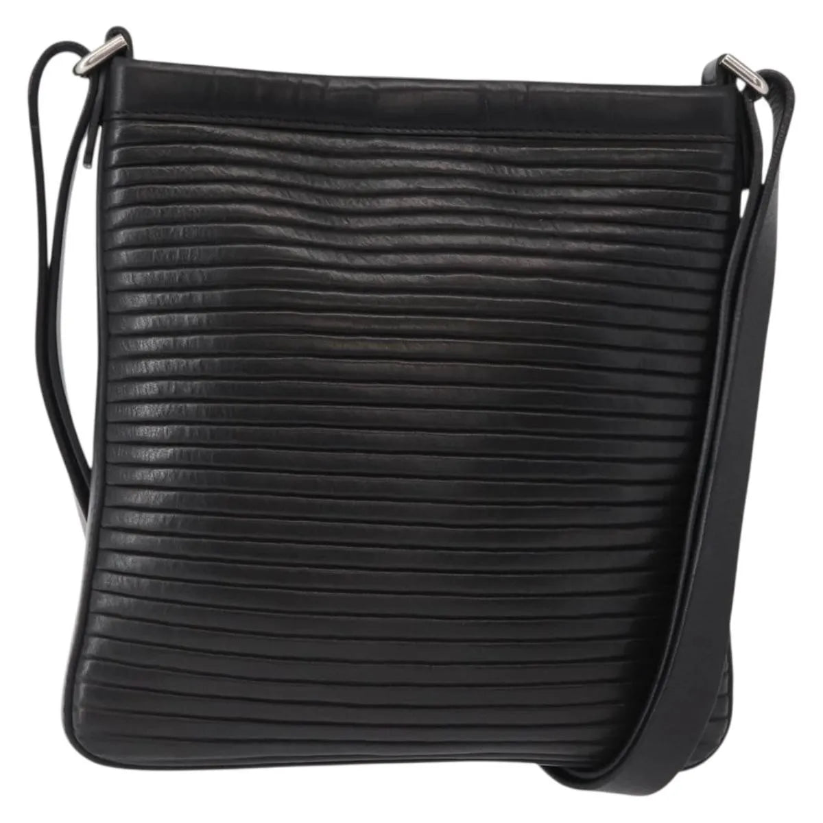 Salvatore Ferragamo Gancini Leather Black Leather Shoulder Bag Bag (Pre-Owned)