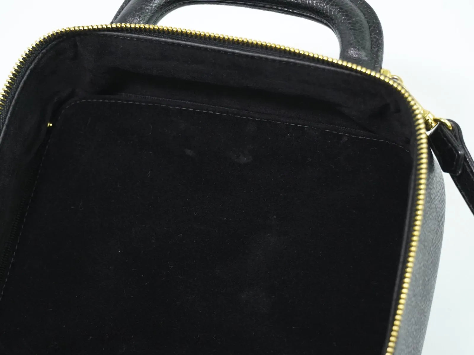Chanel Vintage Timeless Zip Around Vanity Case Caviar Black Leather Handbag (Pre-Owned)