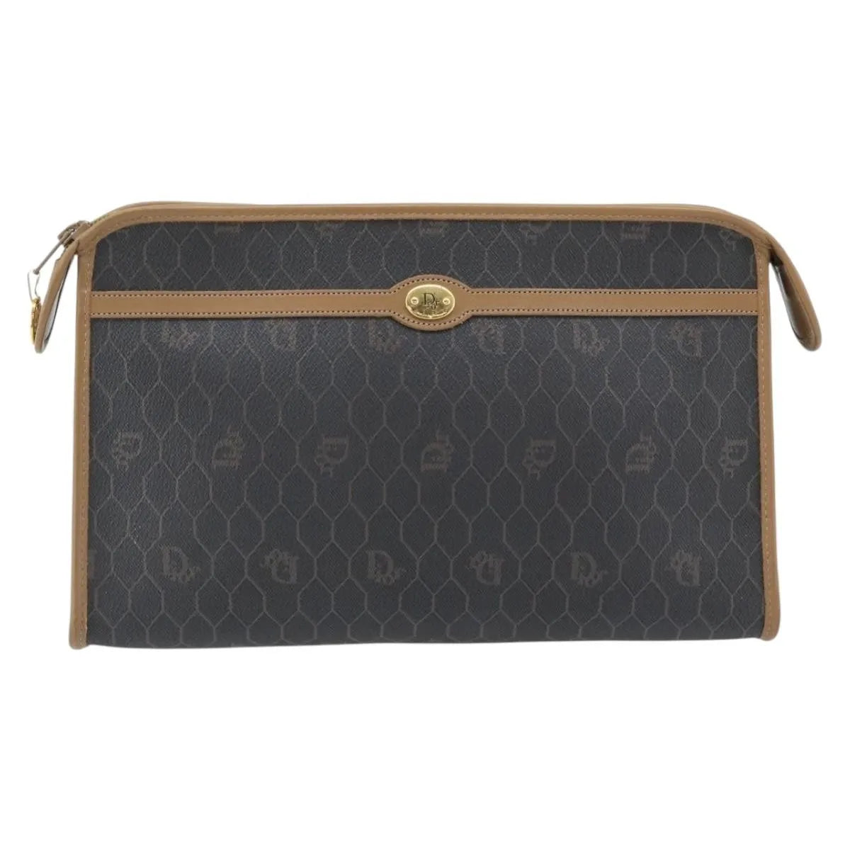 Christian Dior Vintage Honeycomb Clutch Canvas Black Canvas Clutche & Pouche Bag (Pre-Owned)
