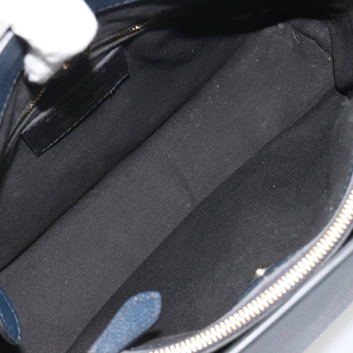 Burberry Banner Tote Leather And House Check Canvas Navy Leather Handbag (Pre-Owned)