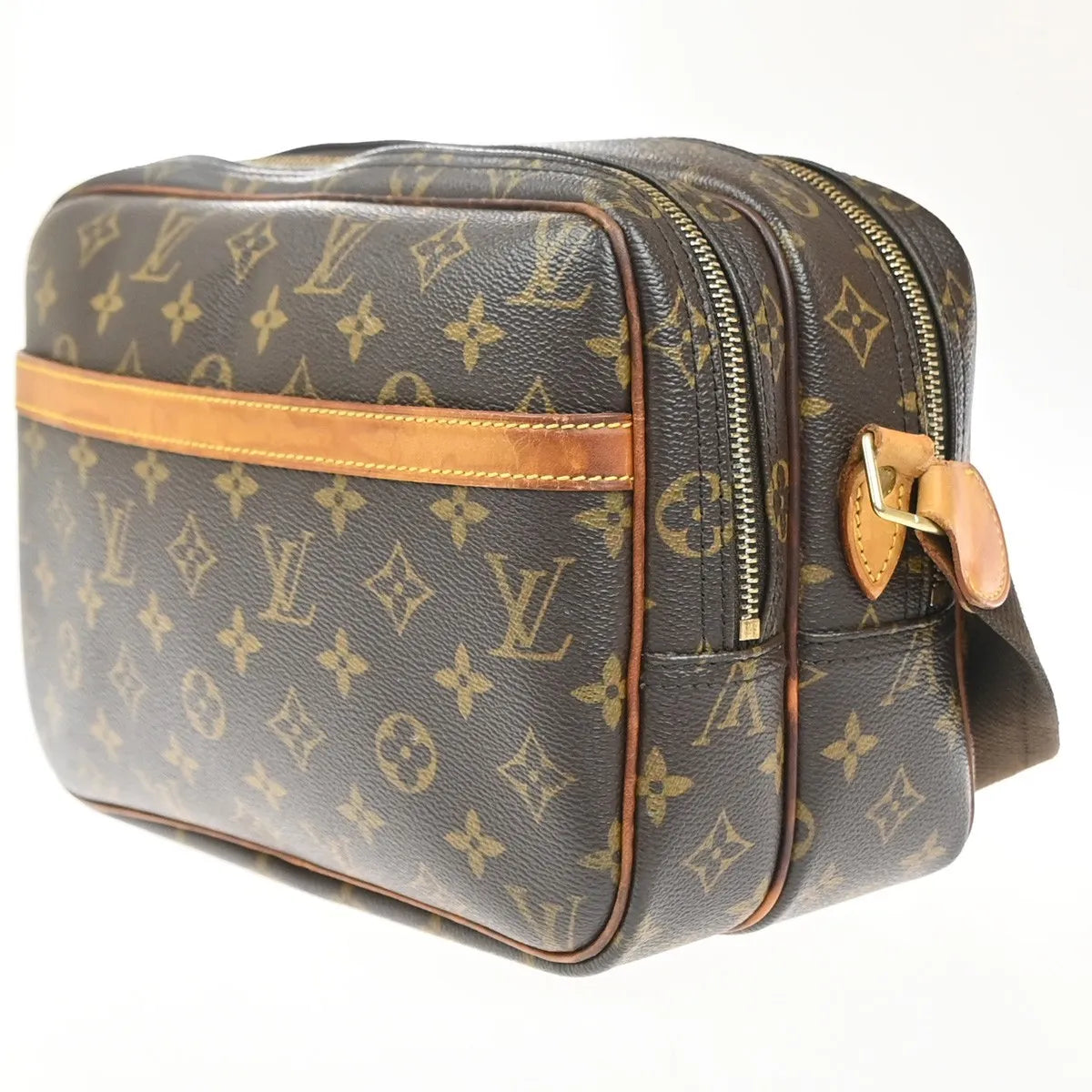 Louis Vuitton Reporter Monogram Canvas Brown Leather Shoulder Bag Bag (Pre-Owned)