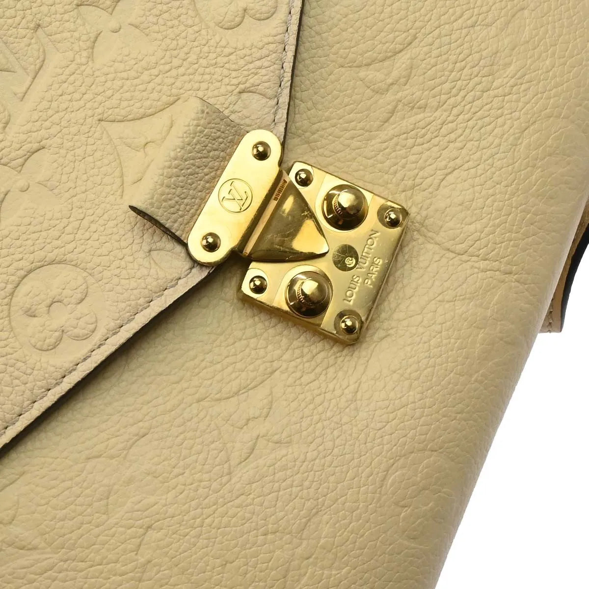 Louis Vuitton Braided Handle Pochette Metis Monogram Empreinte Leather Beige Leather Handbag (Pre-Owned)
