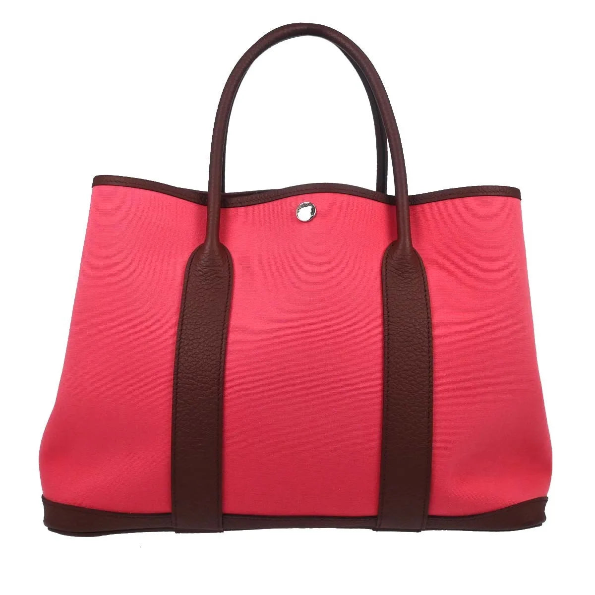 Hermes Garden Party Toile And Leather Pink Canvas Handbag (Pre-Owned)