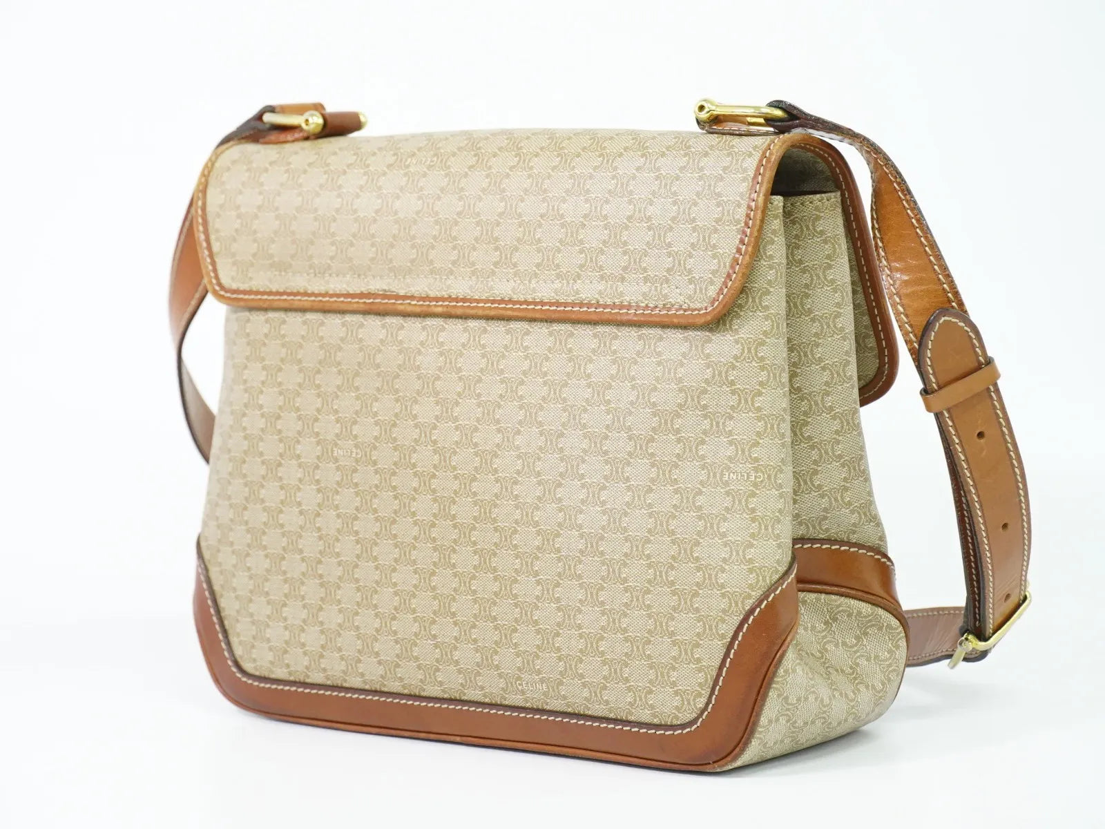 Celine Vintage Macadam Canvas Beige Pvc Shoulder Bag Bag (Pre-Owned)