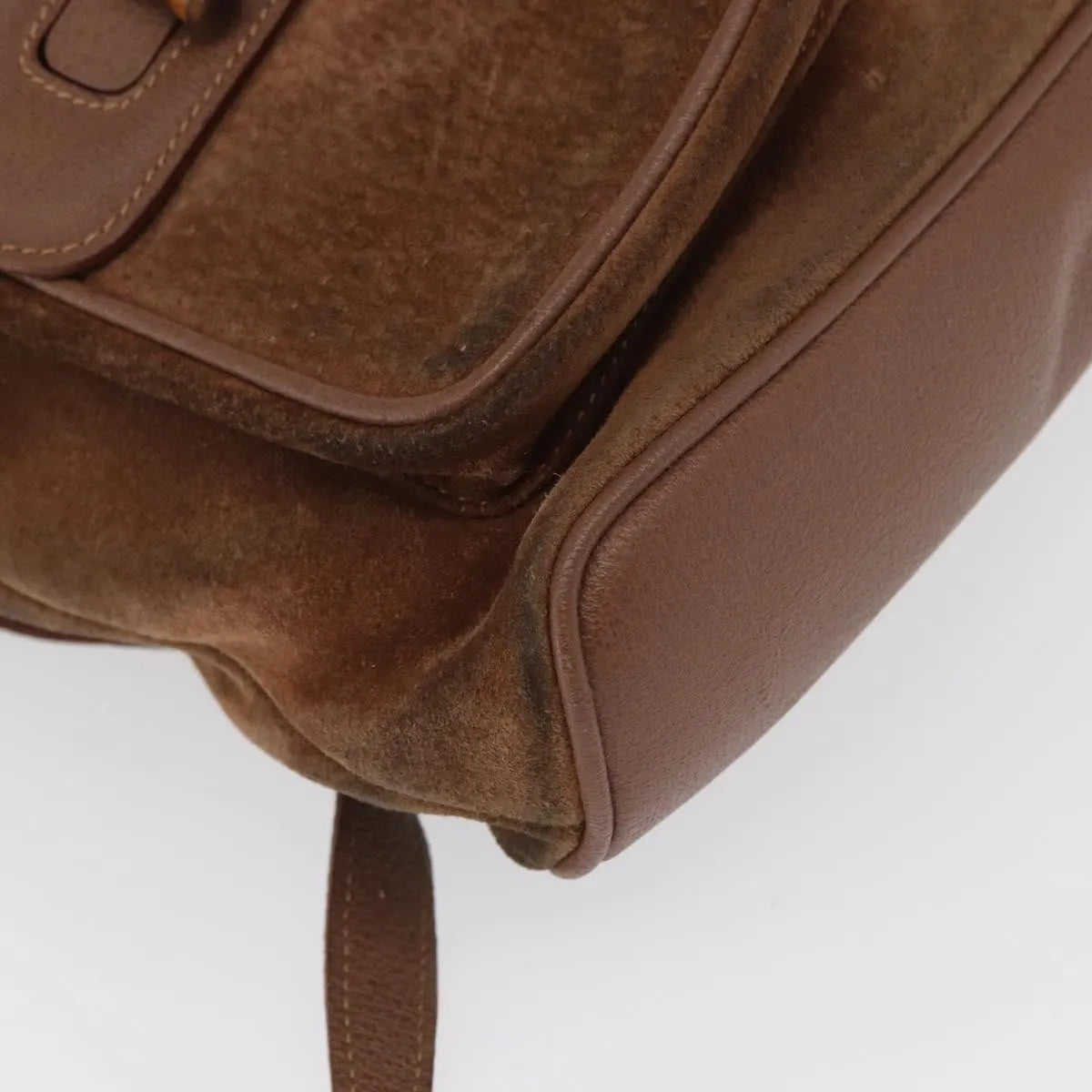 Gucci Vintage Bamboo Suede Brown Suede Backpack Bag (Pre-Owned)
