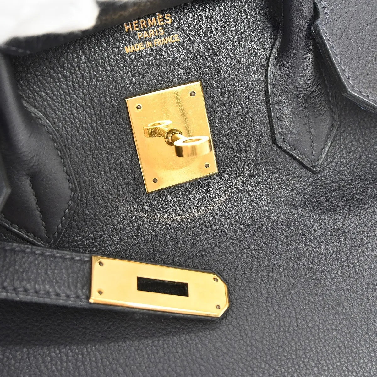 Hermes Birkin Blue Togo With Gold Hardware Blue Leather Handbag (Pre-Owned)