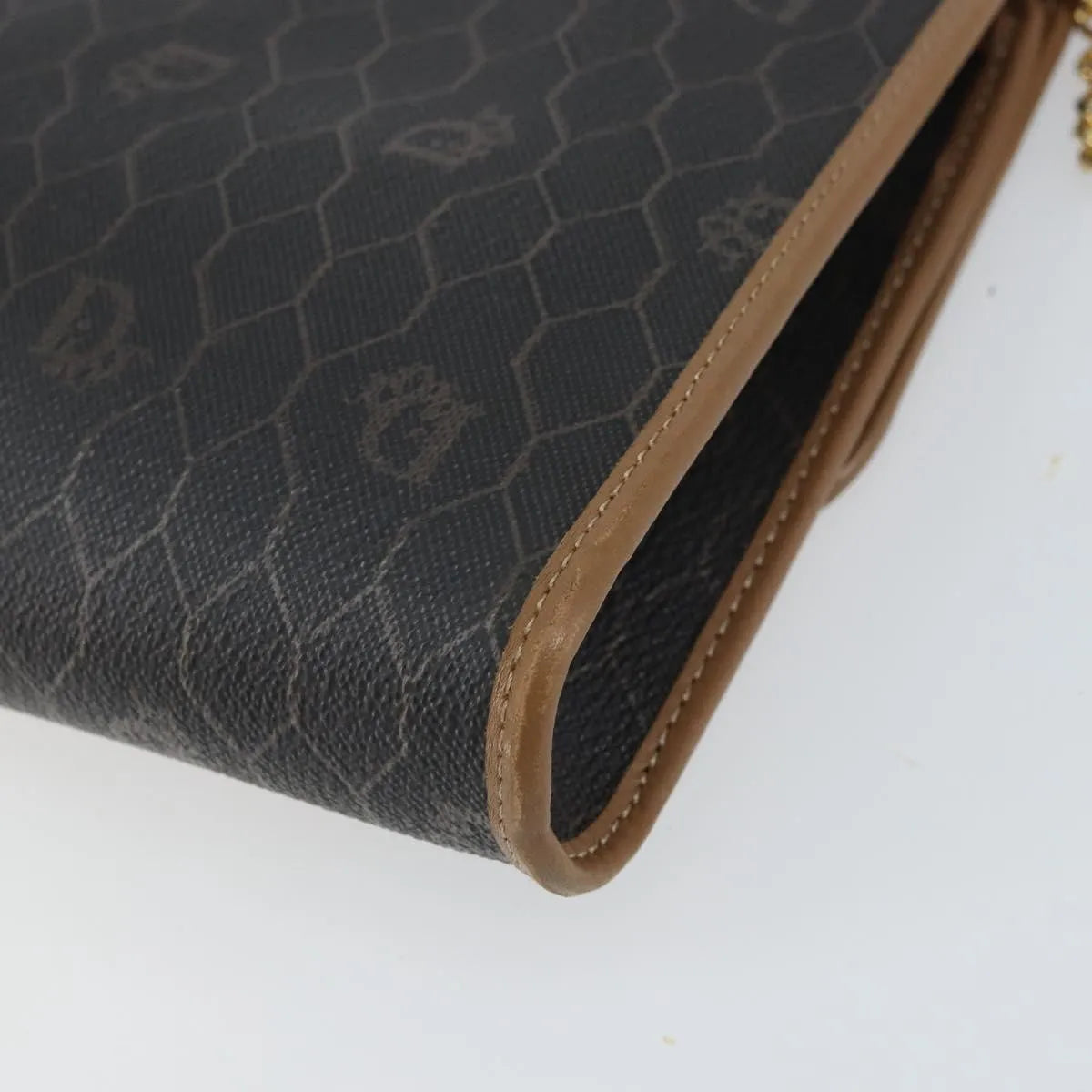 Christian Dior Vintage Honeycomb Chain Canvas Black Canvas Shoulder Bag Bag (Pre-Owned)