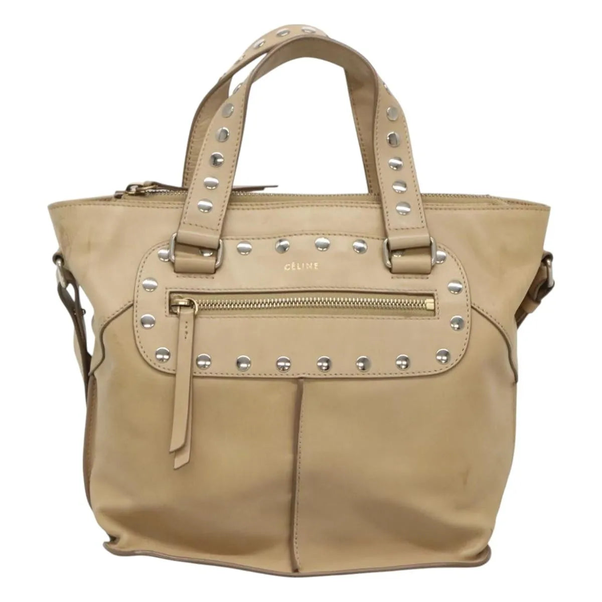 Celine Vintage Leather Beige Leather Handbag (Pre-Owned)