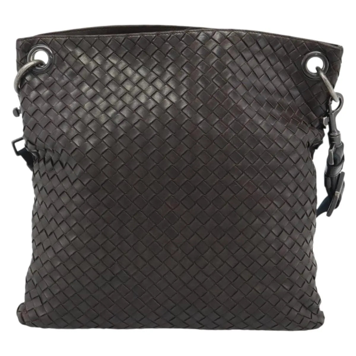 Bottega Veneta Flat Messenger Intrecciato Nappa Brown Leather Crossbody Bag Bag (Pre-Owned)