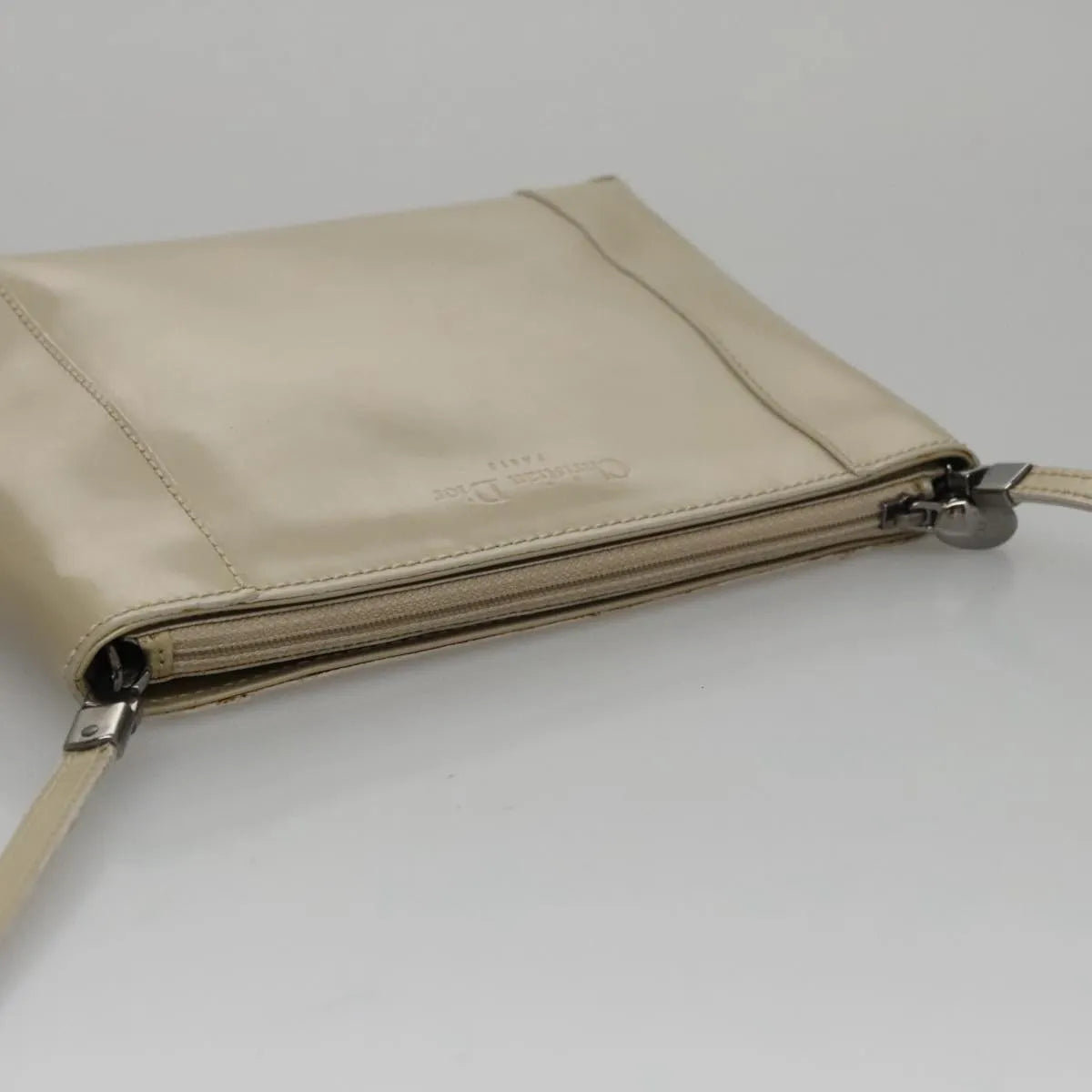 Christian Dior Shoulder Patent Leather Beige Patent_Leather Shoulder Bag Bag (Pre-Owned)
