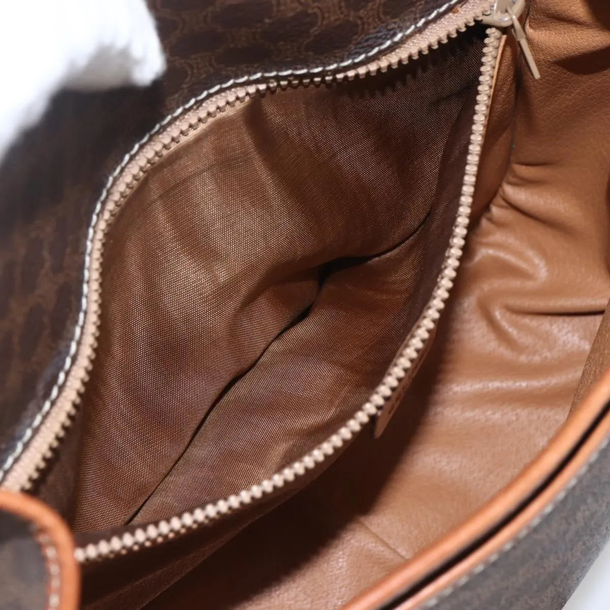 Celine Vintage Macadam Canvas And Leather Brown Canvas Shoulder Bag Bag (Pre-Owned)