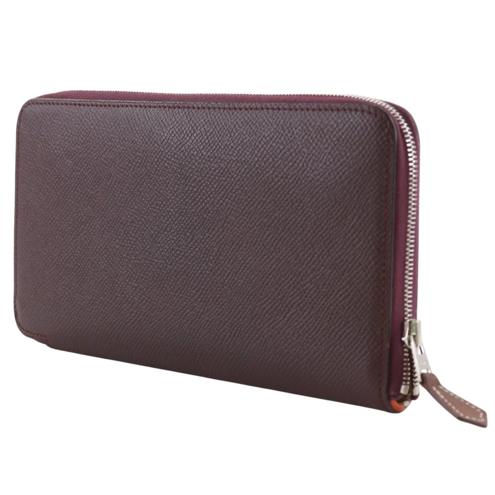 Hermes Azap Zip Around Epsom Burgundy Leather Wallets Accessory (Pre-Owned)