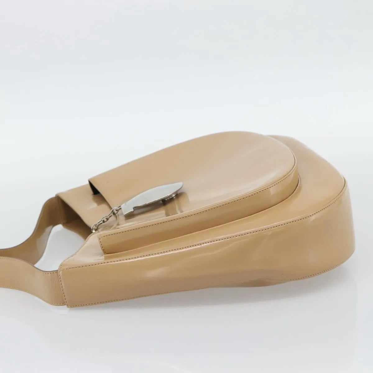 Salvatore Ferragamo Gancini Patent Leather Beige Patent_Leather Shoulder Bag Bag (Pre-Owned)