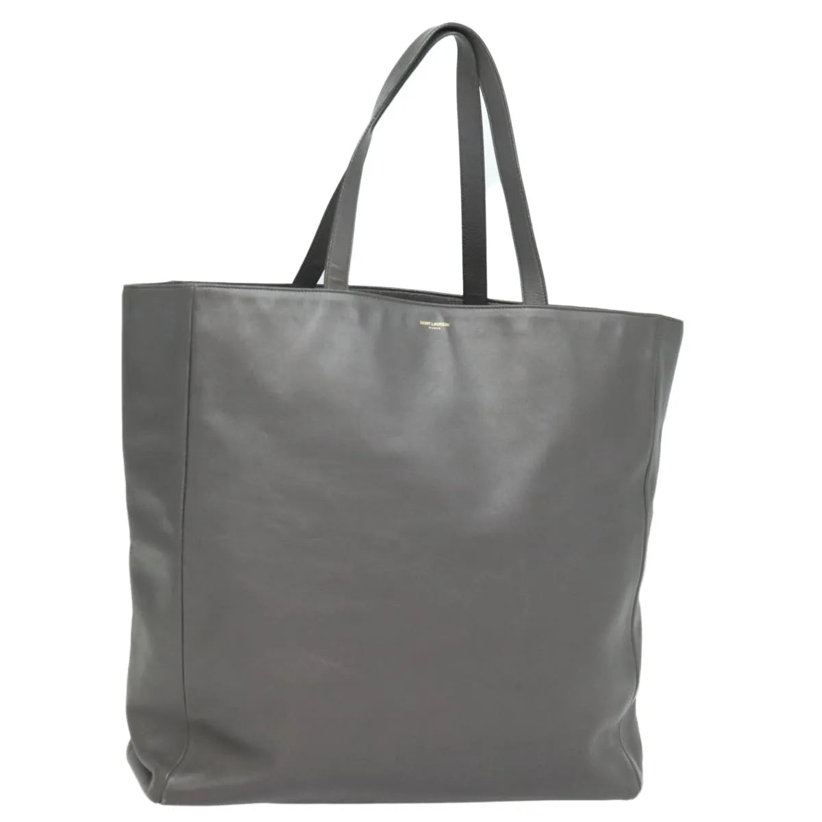 Saint Laurent Reversible North South Shopper Tote Leather Gray Leather Tote Bag Bag (Pre-Owned)