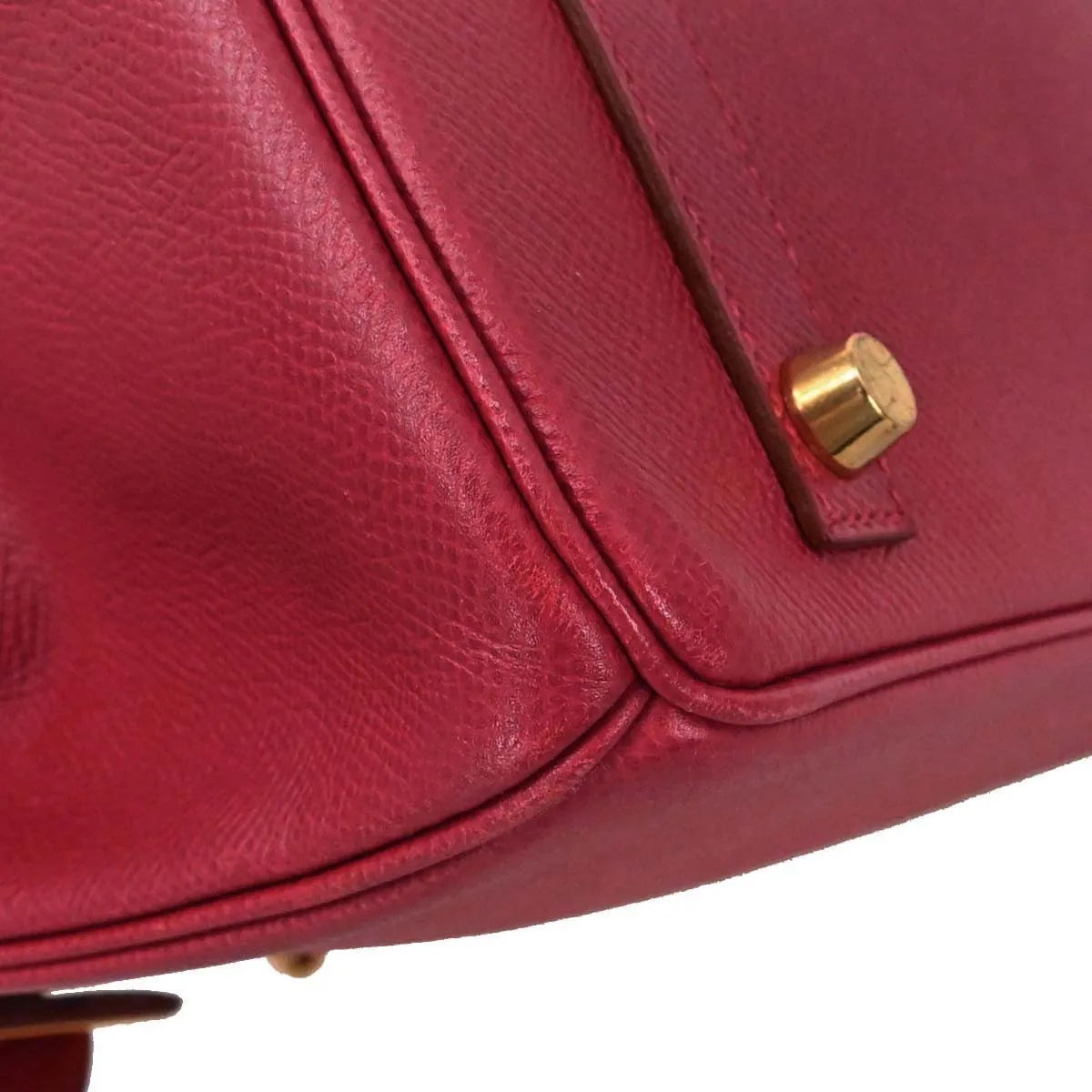 Hermes Birkin Handbag Red Courchevel With Gold Hardware Red Leather Handbag (Pre-Owned)