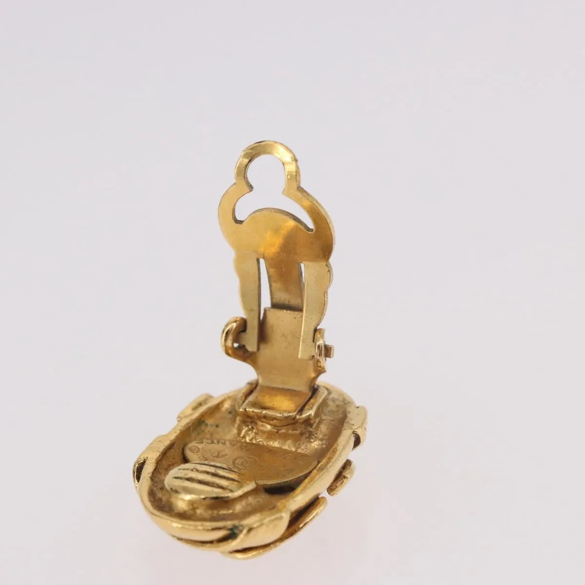 Chanel Cc Clip On Metal Gold Metal Earrings Jewelry (Pre-Owned)