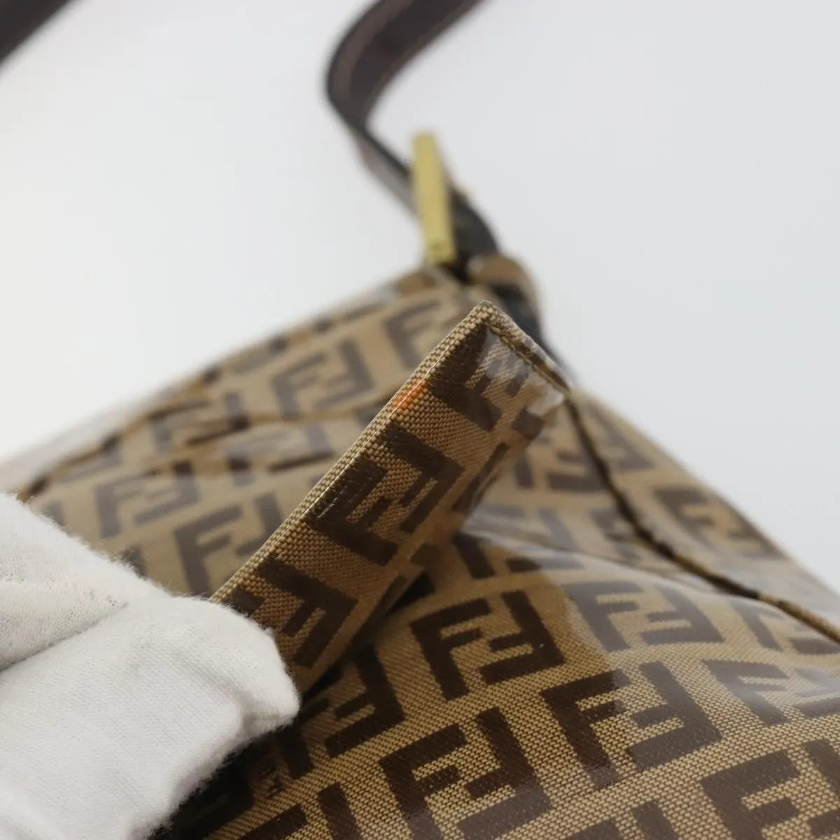 Fendi Forever Big Mama Patent Beige Patent_Leather Shoulder Bag Bag (Pre-Owned)