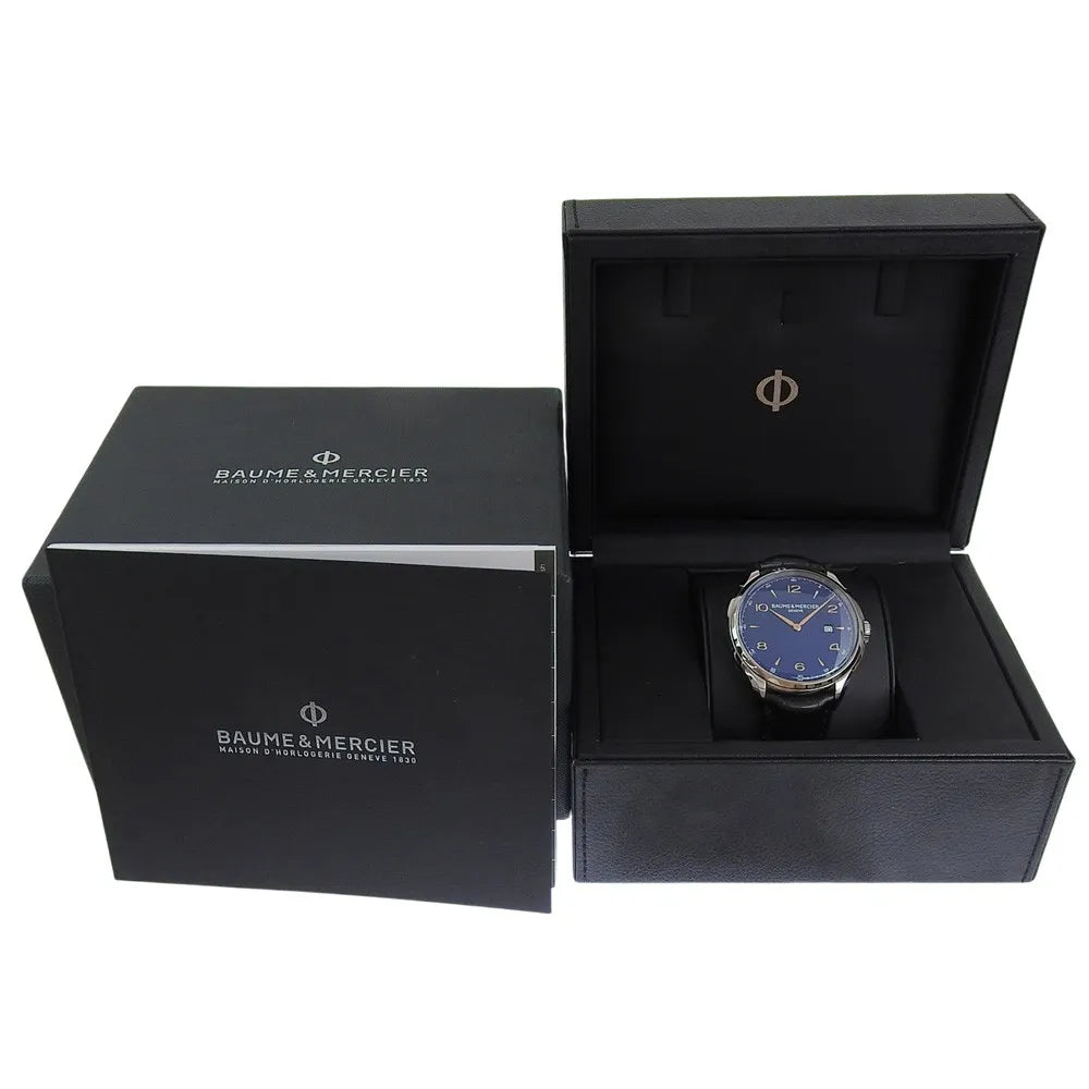 Baume & Mercier Clifton Stainless Steel And Leather Watch (Pre-Owned)