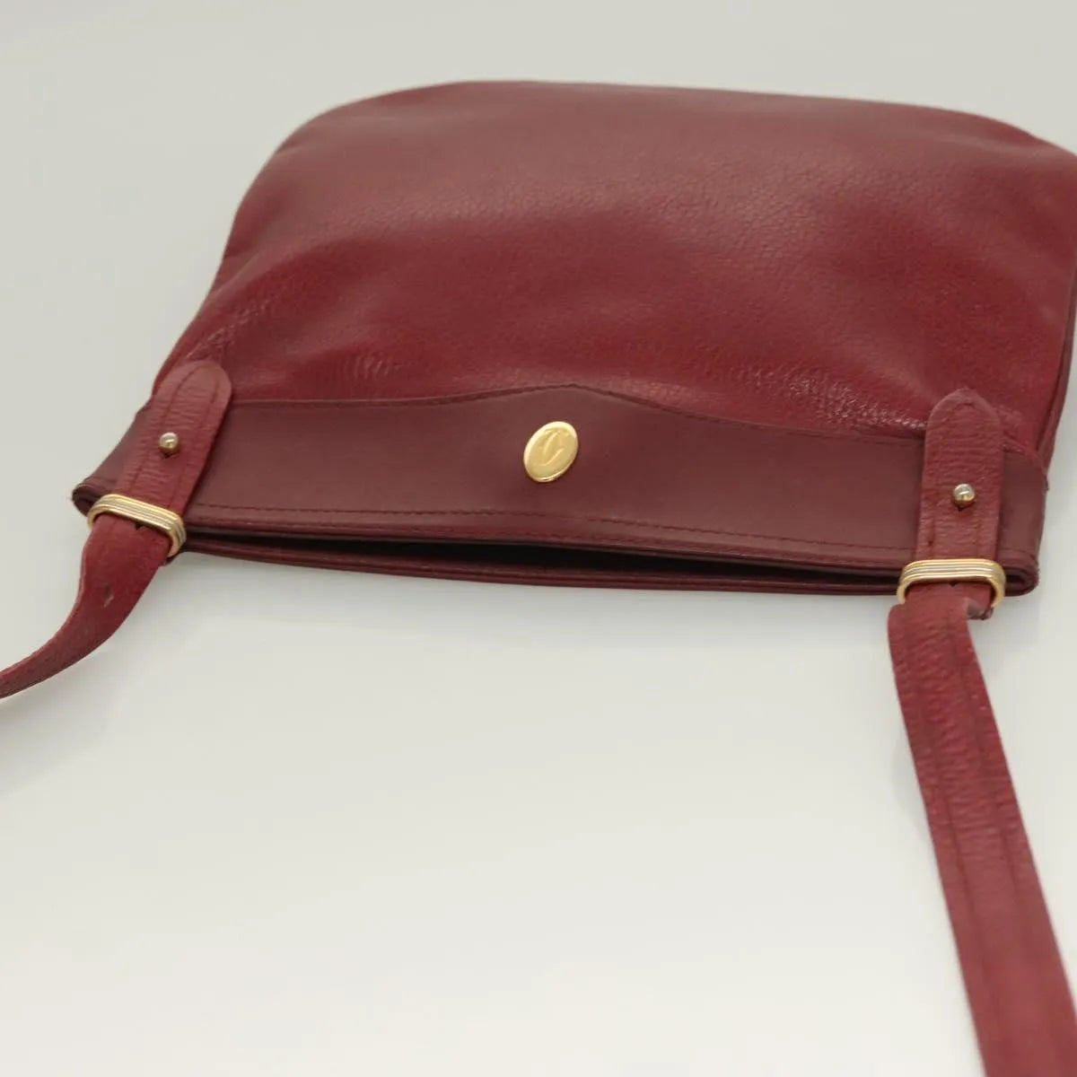 Cartier Vintage Must De Cartier Leather Burgundy Leather Shoulder Bag Bag (Pre-Owned)