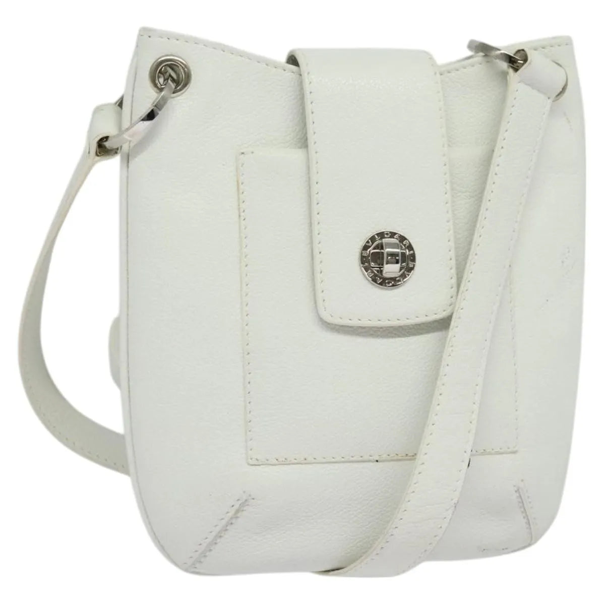 Bvlgari Vintage Leather White Leather Shoulder Bag Bag (Pre-Owned)