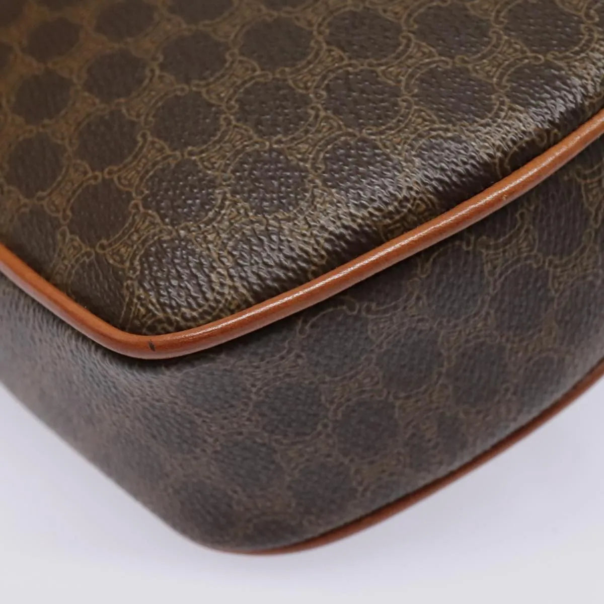 Celine Vintage Macadam Circle Logo Canvas And Leather Brown Canvas Shoulder Bag Bag (Pre-Owned)