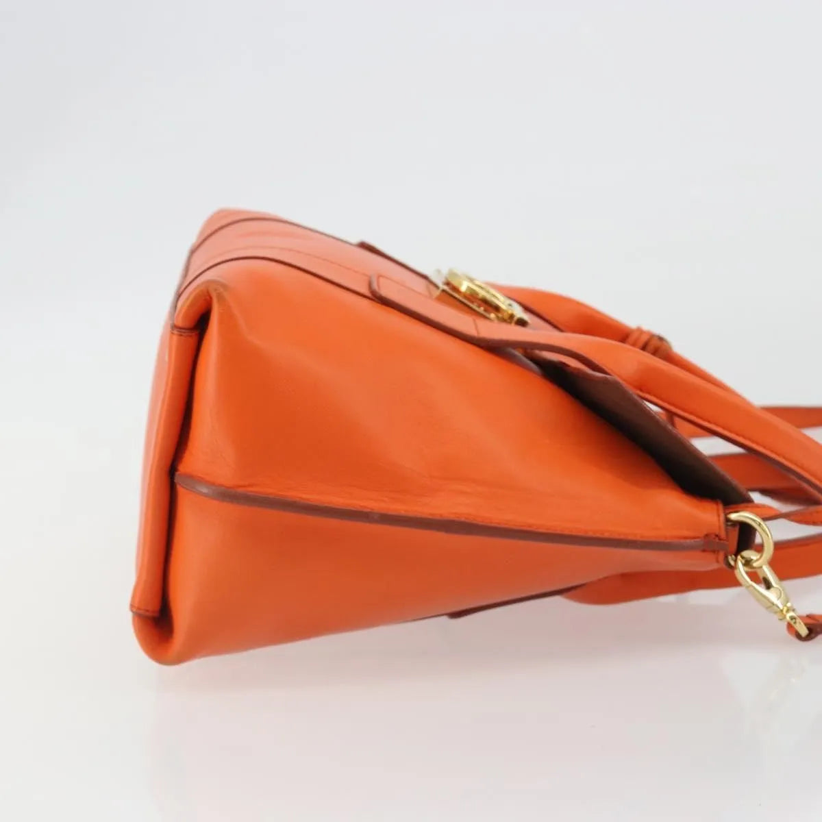 Salvatore Ferragamo Sookie Satchel Leather Orange Leather Handbag (Pre-Owned)