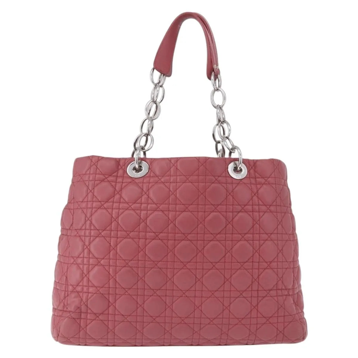 Christian Dior Soft Chain Tote Cannage Quilt Lambskin Pink Leather Handbag (Pre-Owned)