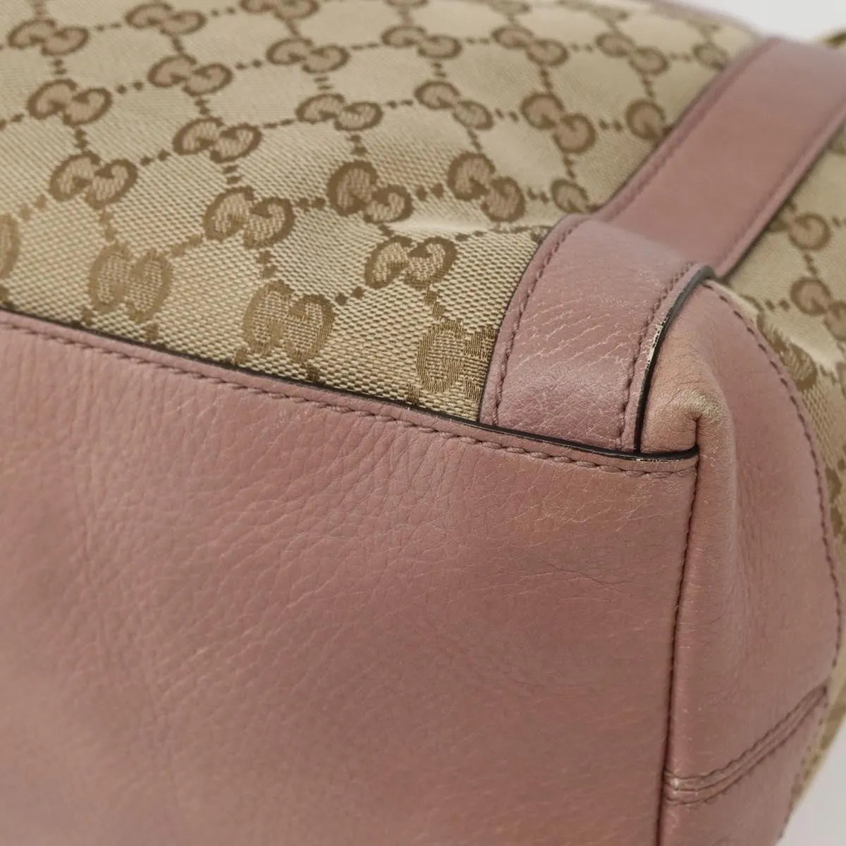 Gucci Vintage Interlocking G Canvas And Leather Beige Canvas Handbag (Pre-Owned)