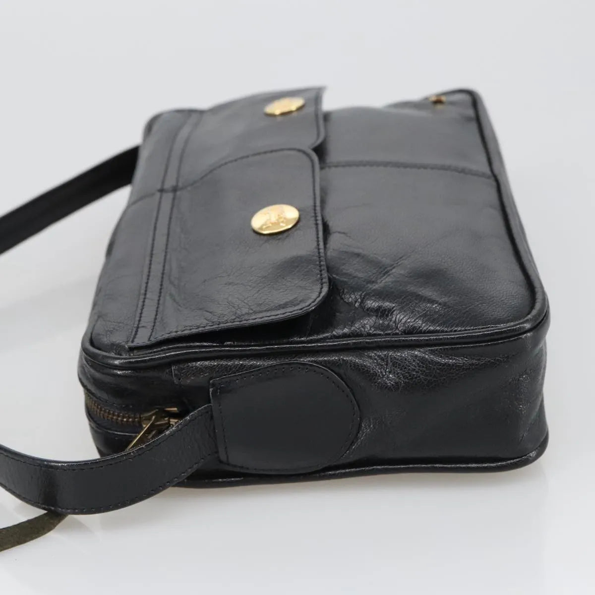 Celine Vintage Leather Black Leather Shoulder Bag Bag (Pre-Owned)