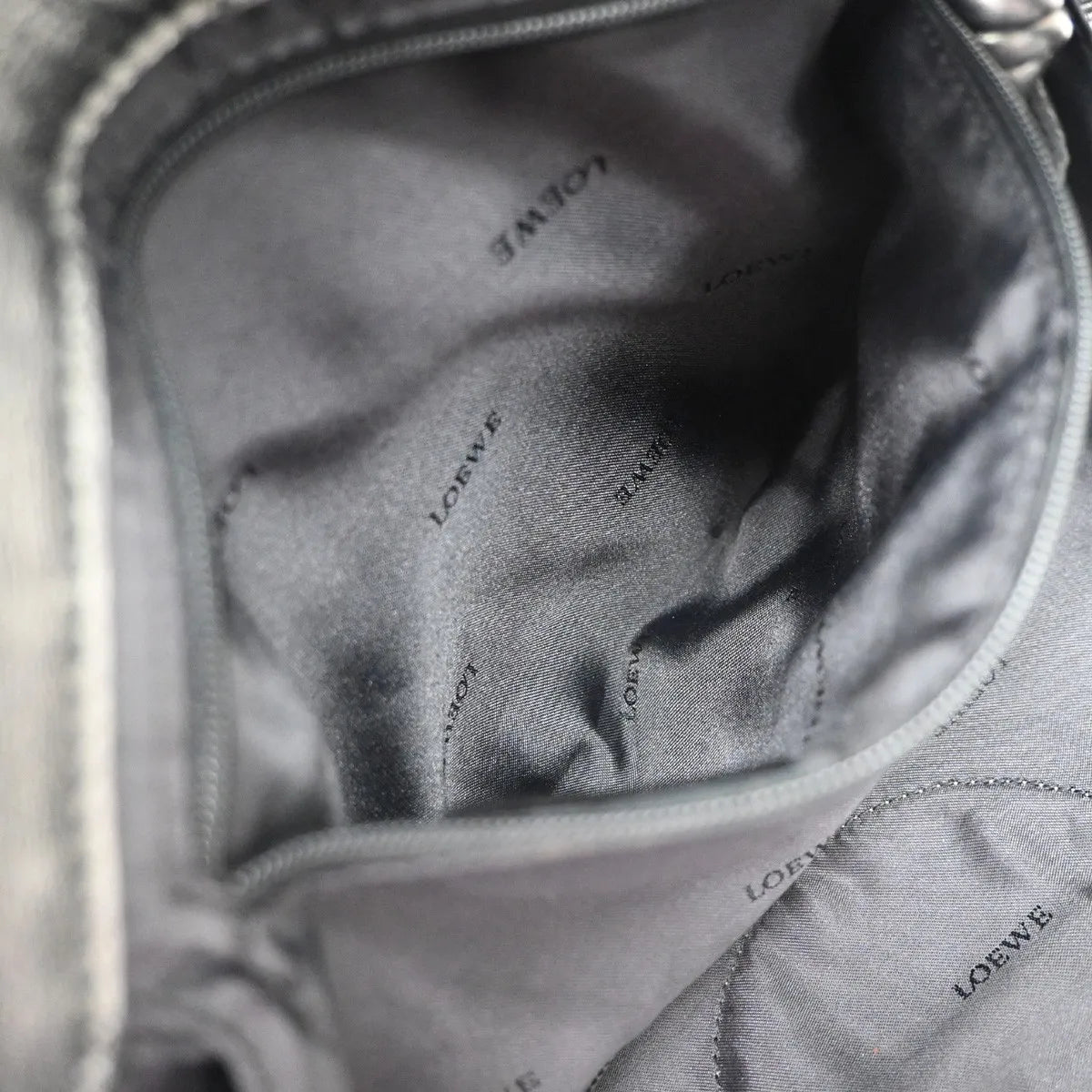 Loewe Anagram Logo Nappa Aire Hand Leather Gray Leather Handbag (Pre-Owned)