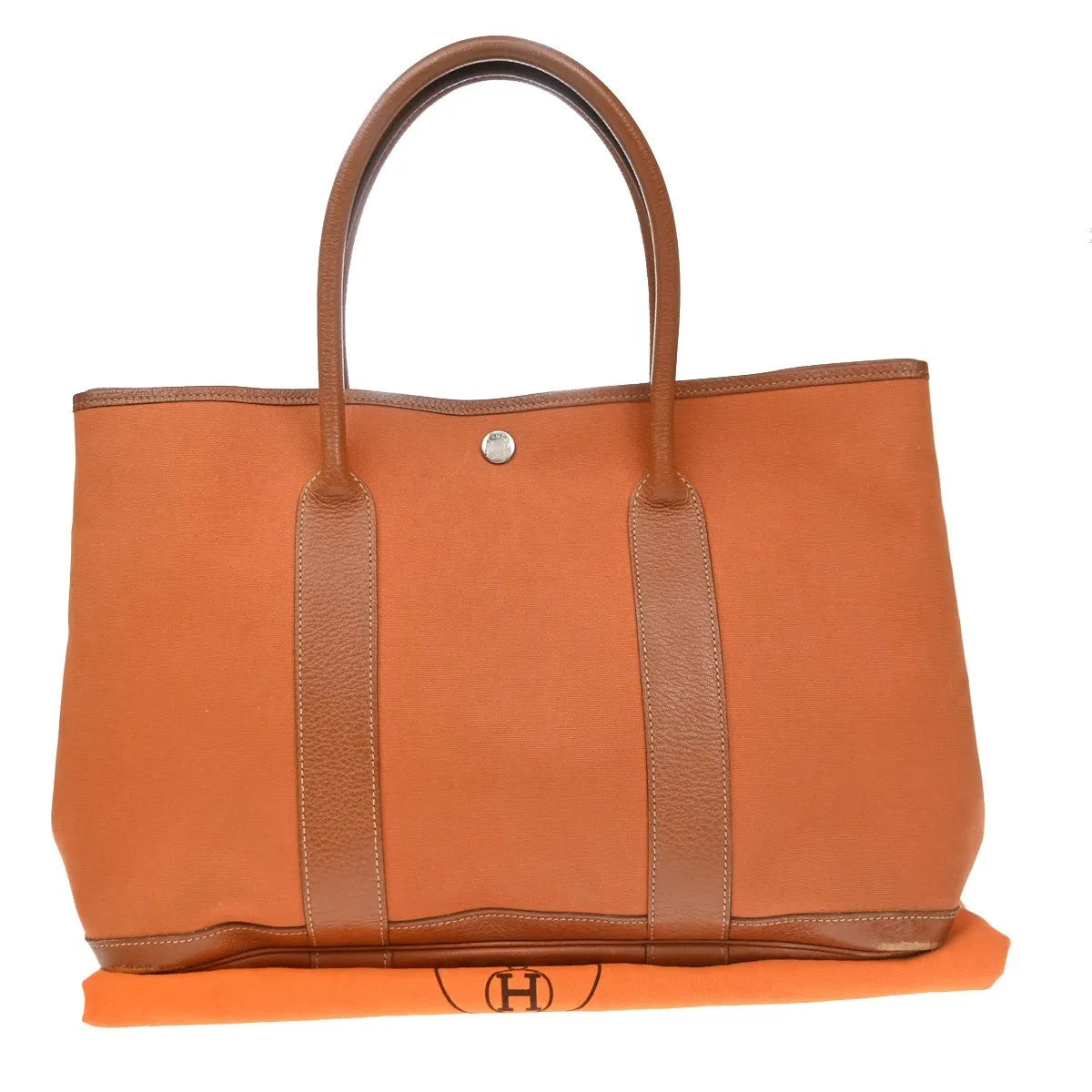 Hermes Garden Party Toile And Leather Orange Canvas Handbag (Pre-Owned)