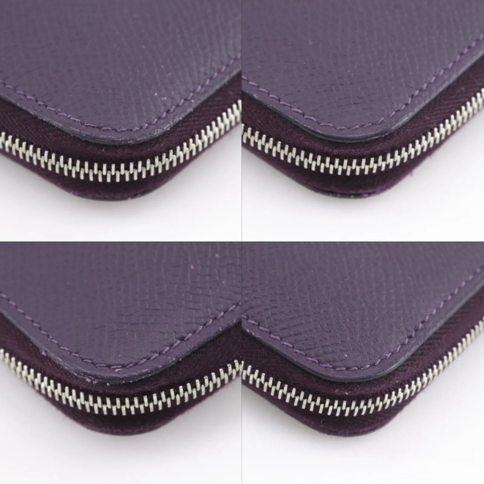 Hermes Azap Zip Around Epsom Purple Leather Wallets Accessory (Pre-Owned)