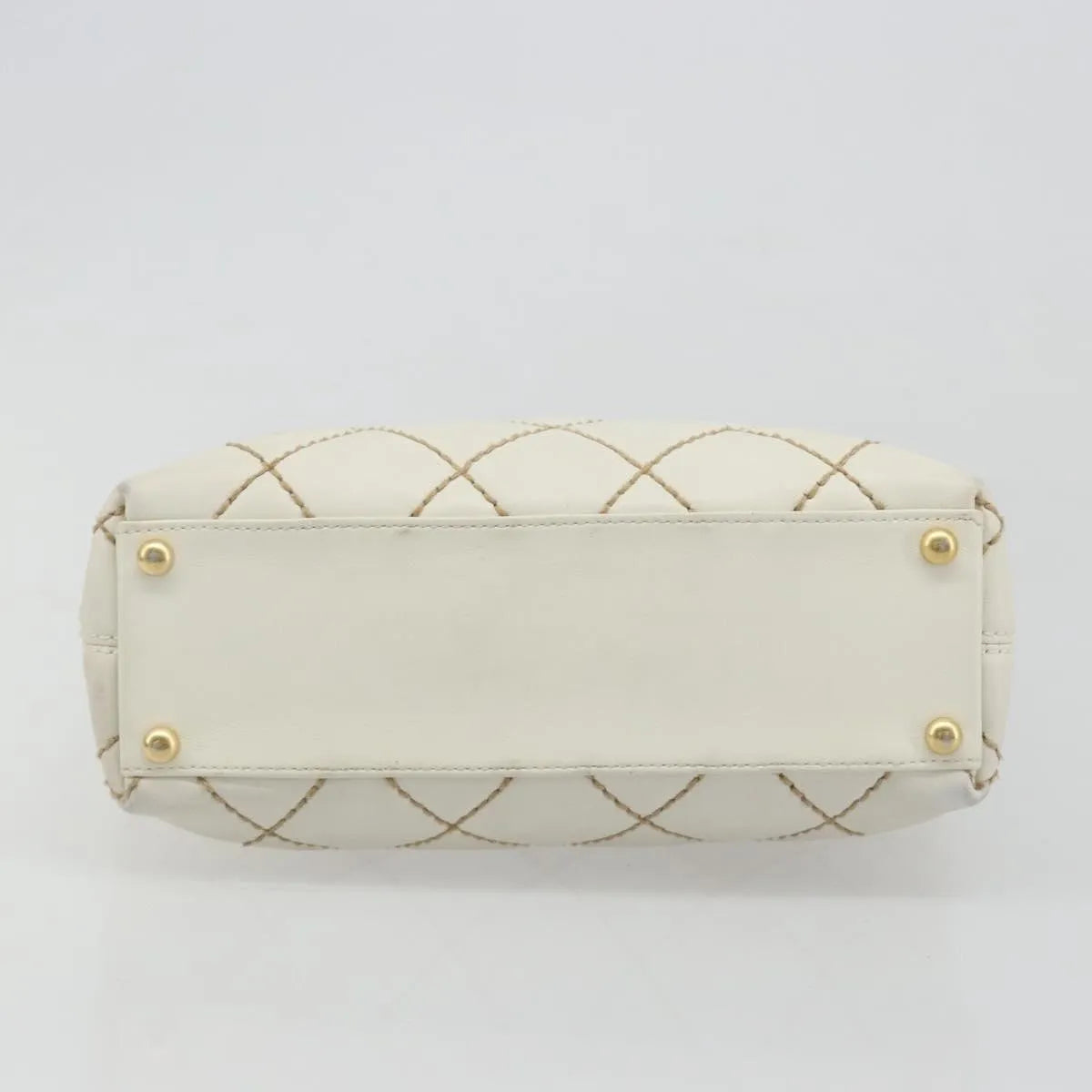 Chanel Surpique Tote Quilted Leather White Leather Tote Bag Bag (Pre-Owned)