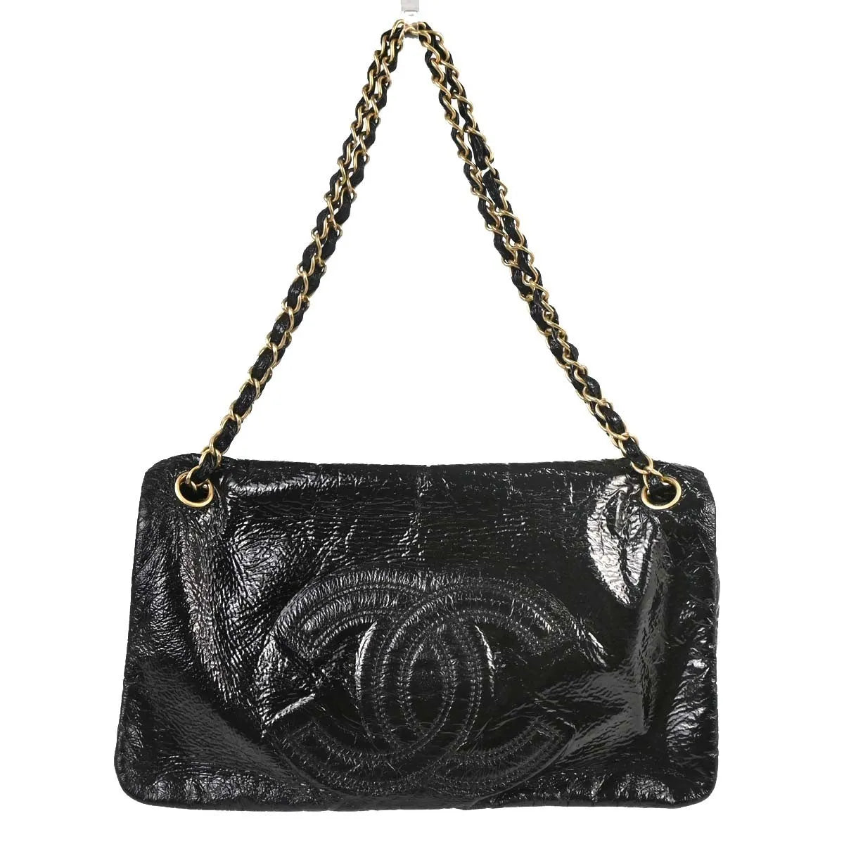 Chanel Rock And Chain Flap Patent Vinyl Black Patent_Leather Shoulder Bag Bag (Pre-Owned)