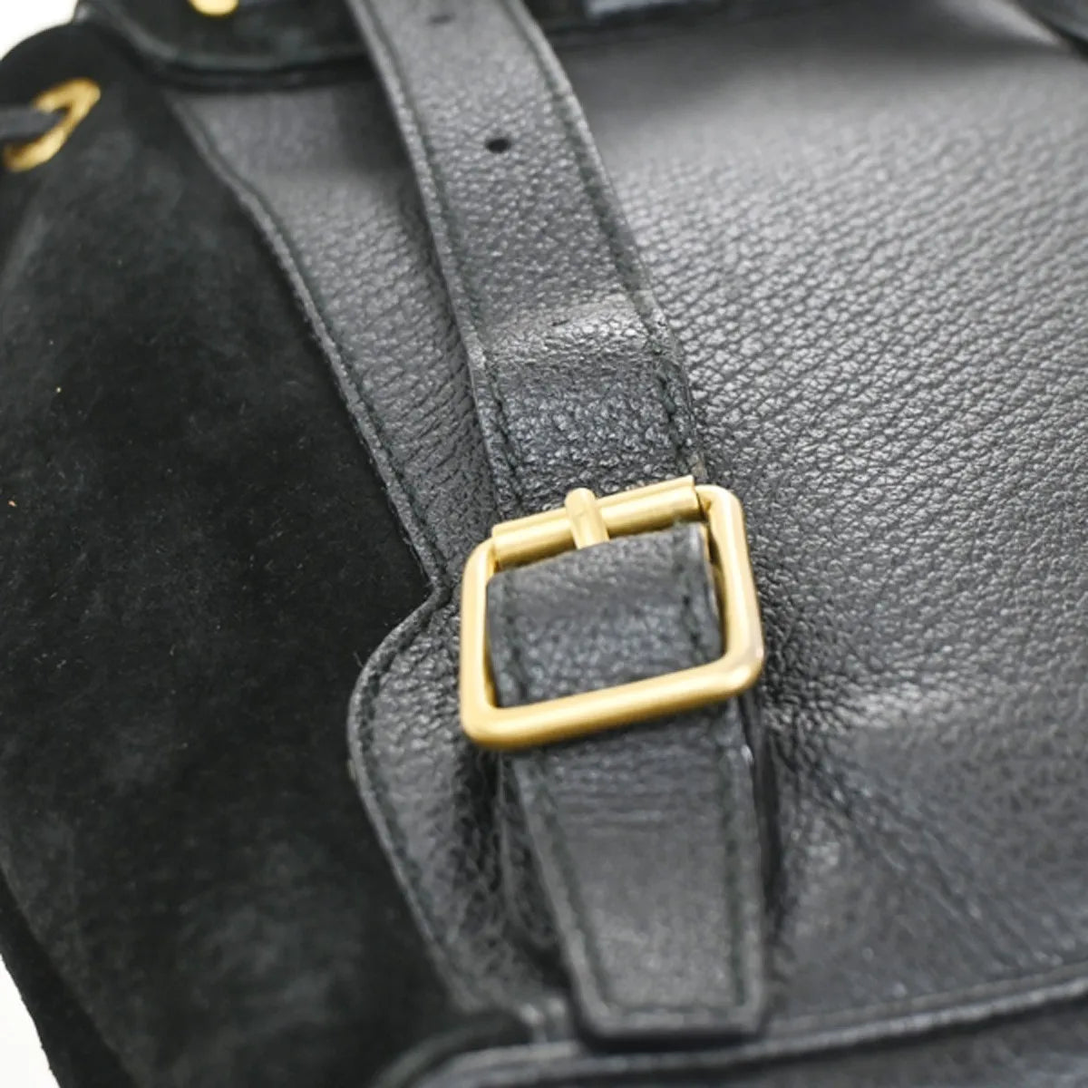 Gucci Vintage Bamboo Suede Black Suede Backpack Bag (Pre-Owned)