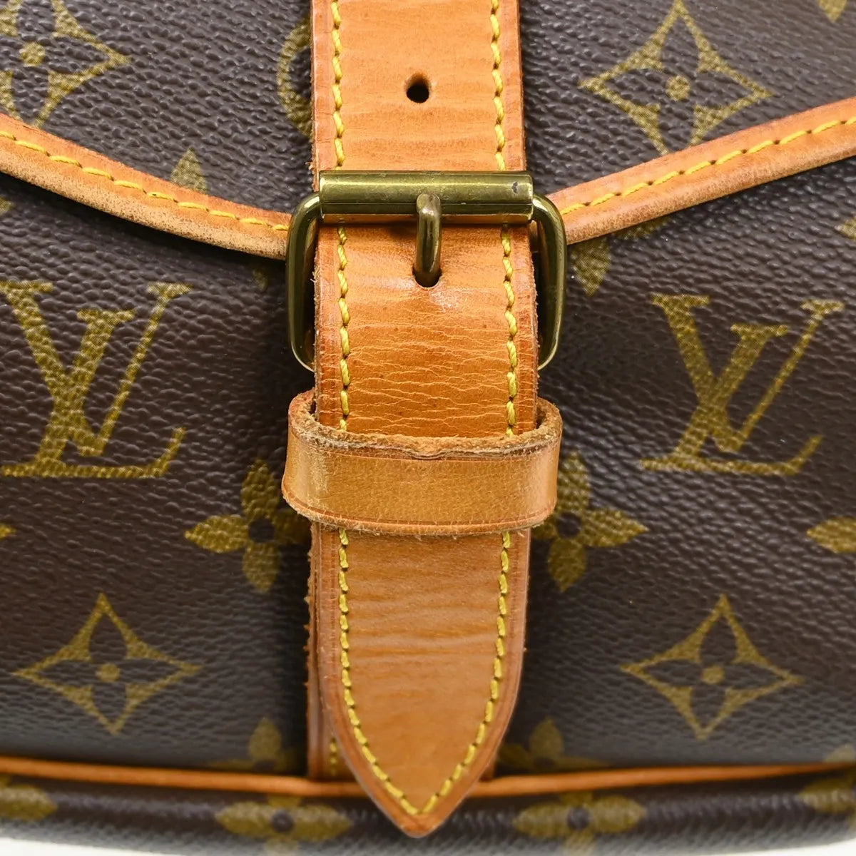 Louis Vuitton Saumur Handbag Monogram Canvas Brown Canvas Shoulder Bag Bag (Pre-Owned)