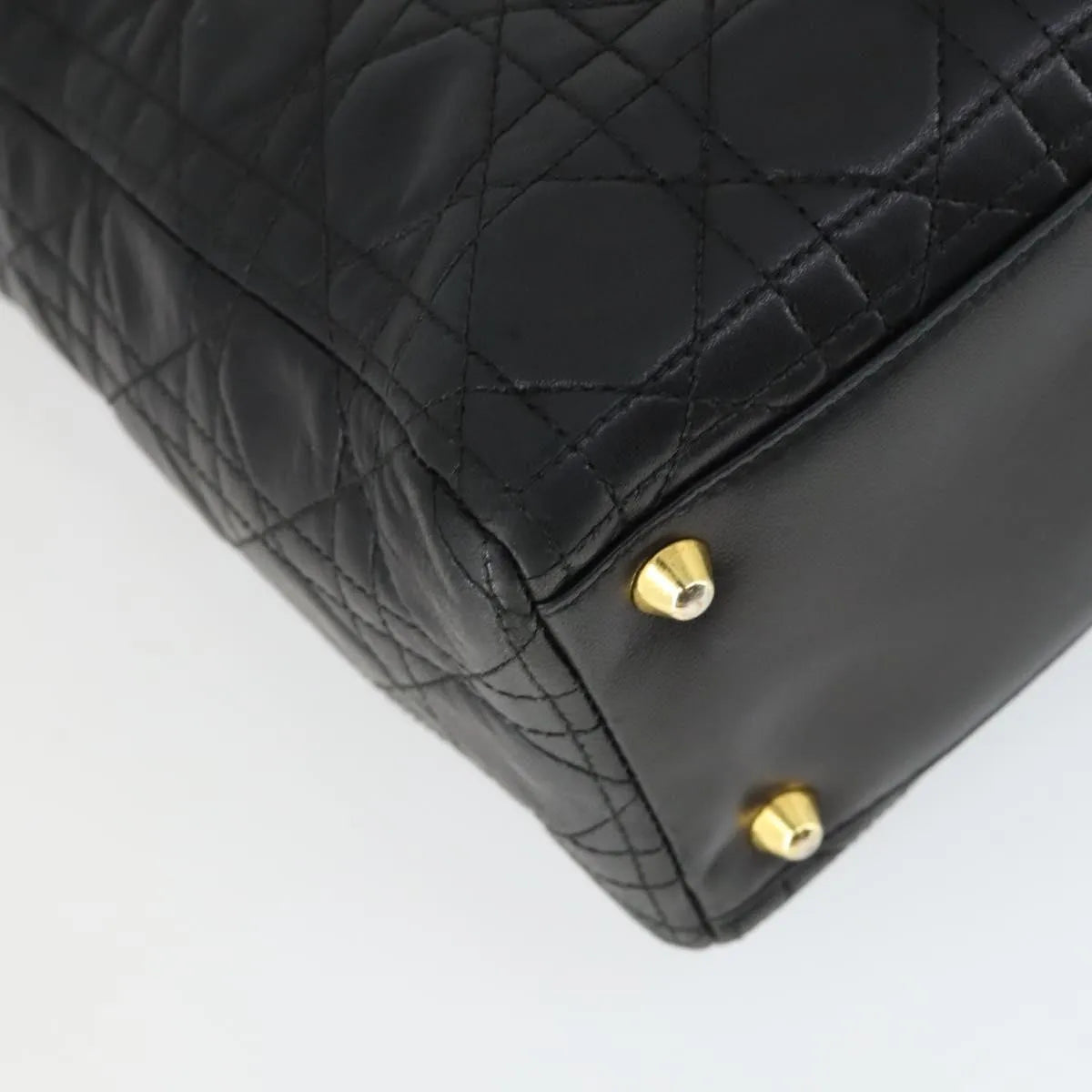 Christian Dior Lady Cannage Matelassé Black Leather Tote Bag Bag (Pre-Owned)