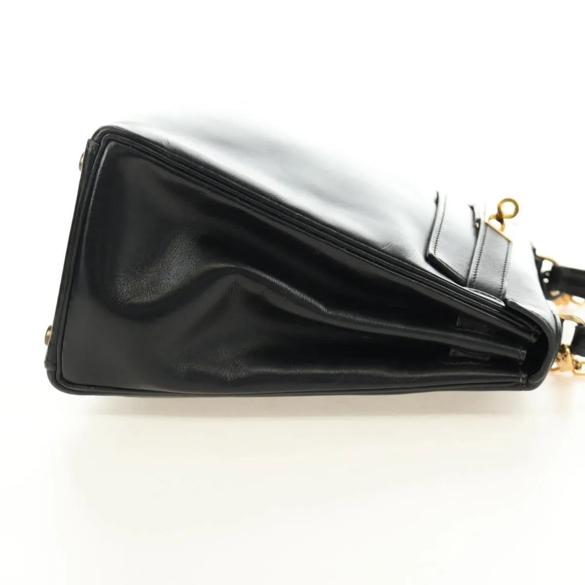Hermes Kelly Black Box Calf With Gold Hardware Black Calfskin Handbag (Pre-Owned)