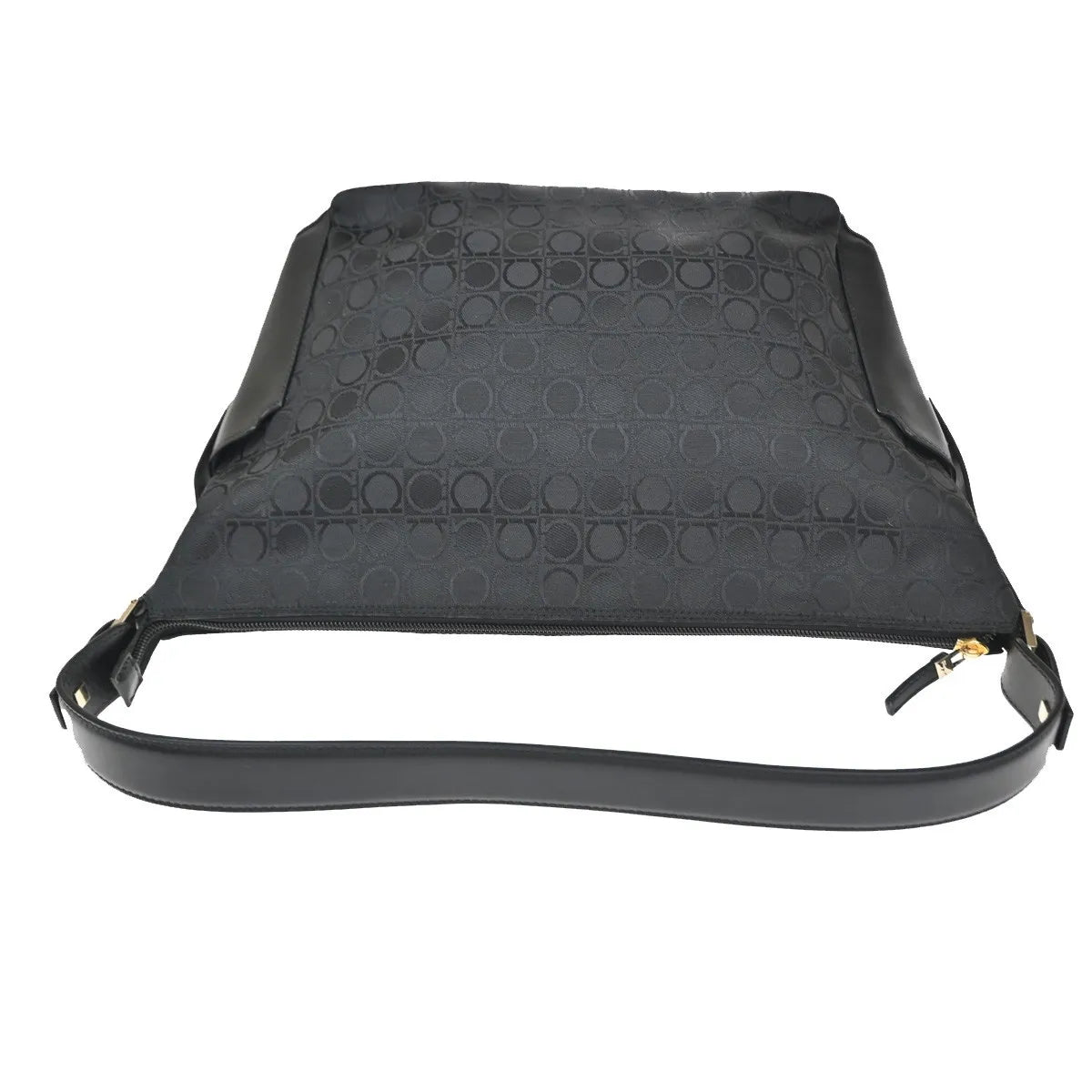Salvatore Ferragamo Gancini Zip Canvas Black Canvas Shoulder Bag Bag (Pre-Owned)