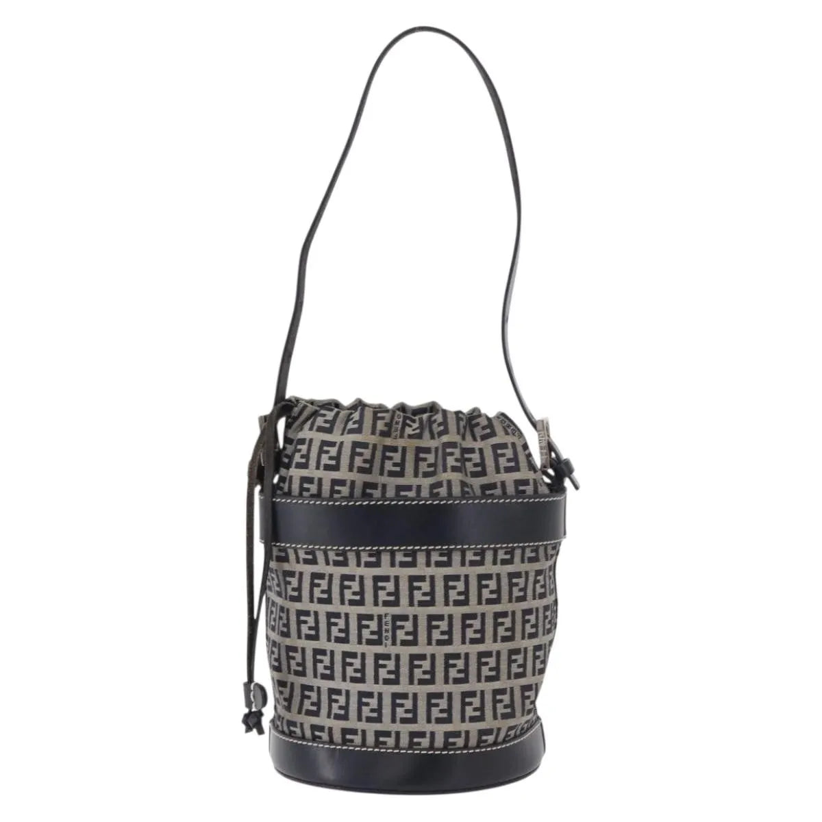 Fendi Zucchino Canvas Navy Canvas Handbag (Pre-Owned)