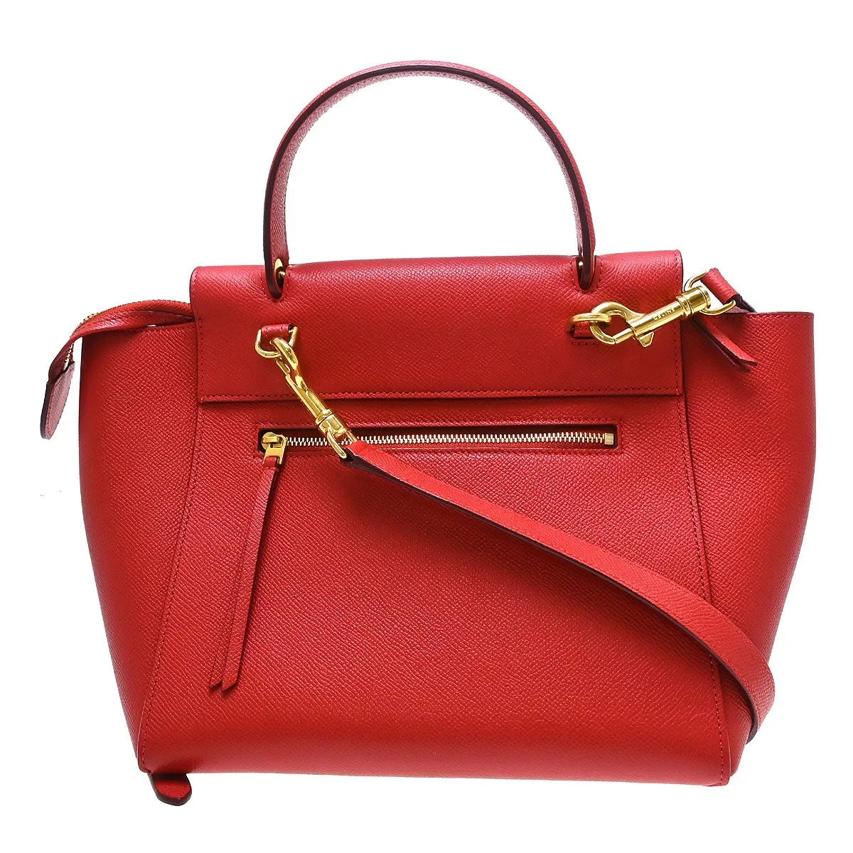 Celine Belt Calfskin Red Leather Handbag (Pre-Owned)