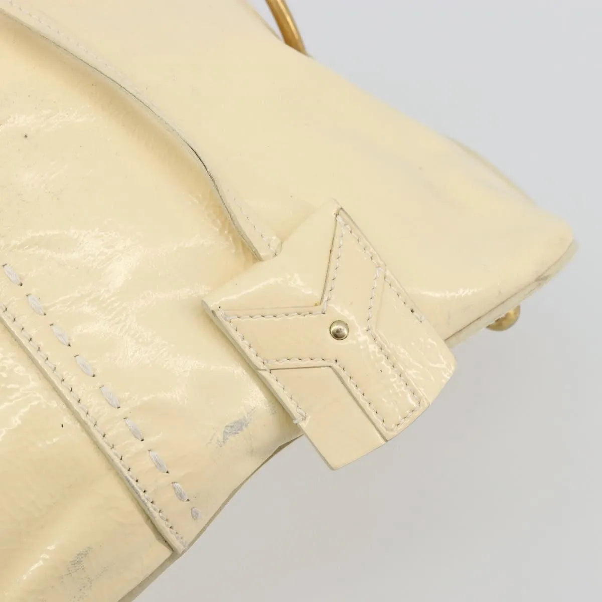 Saint Laurent Muse Shoulder Leather White Patent_Leather Handbag (Pre-Owned)