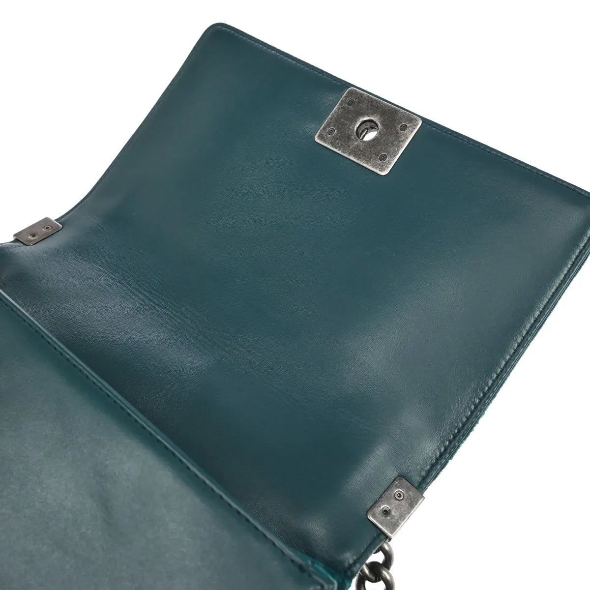 Chanel Boy Flap Quilted Tweed With Velvet Green Velvet Shoulder Bag Bag (Pre-Owned)